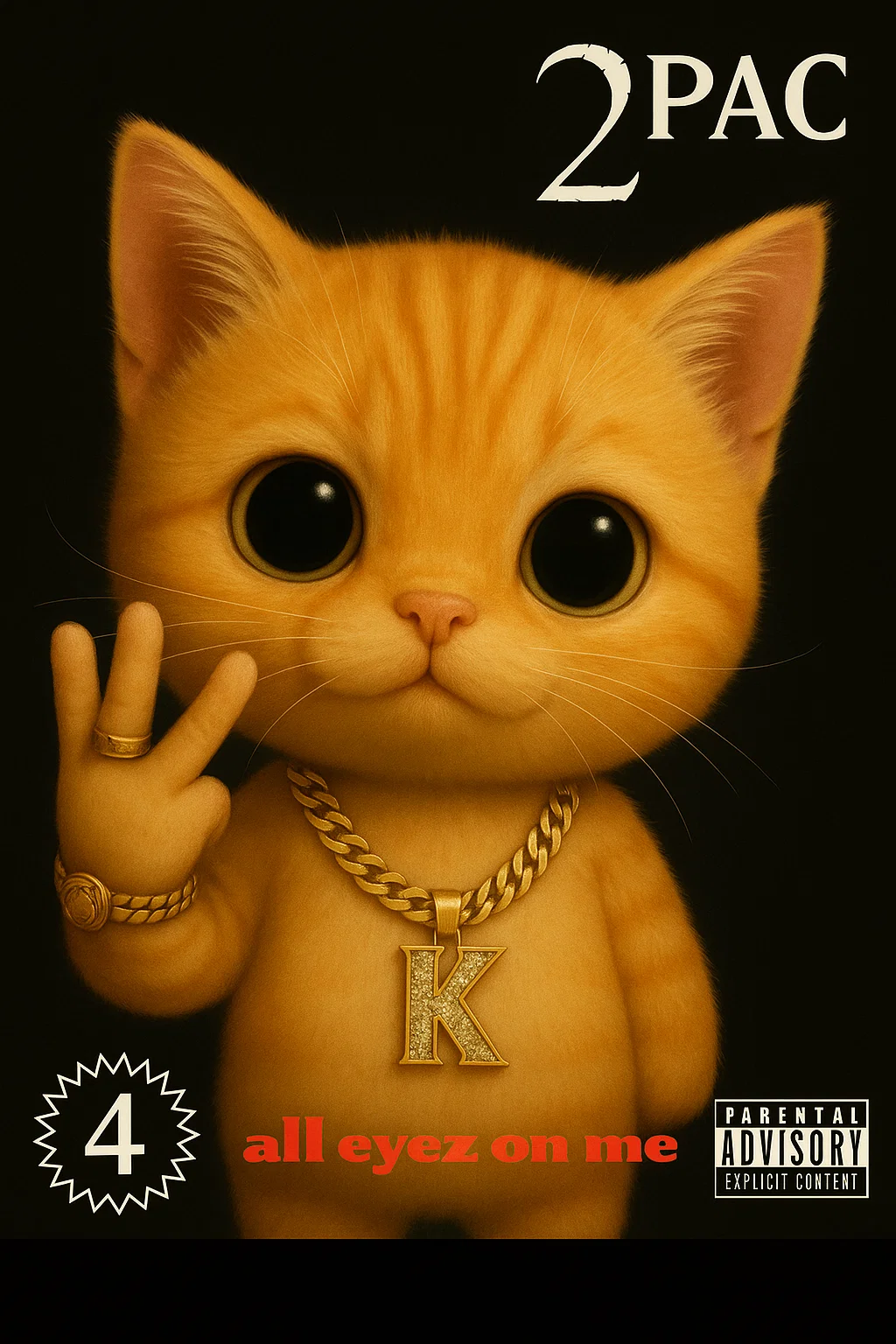 2Pac Cat with Gold Chain